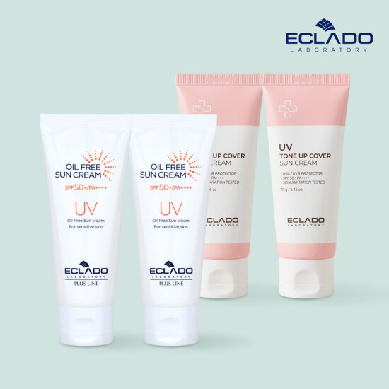 [에끌라두][4개구성][에끌라두] UV 오일프리 선크림70g 2개+톤업커버 선크림70g 2개(정상가 144,000원)