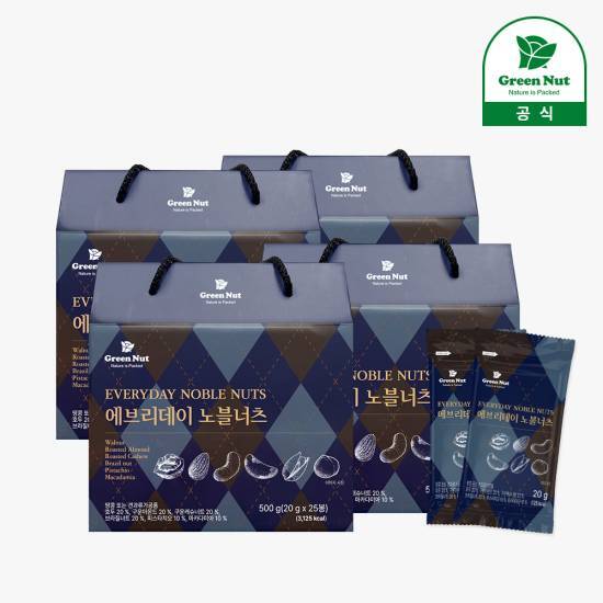 [그린너트]그린너트 순수 에브리데이 노블너츠 100봉(20g X 25봉 X 4세트)