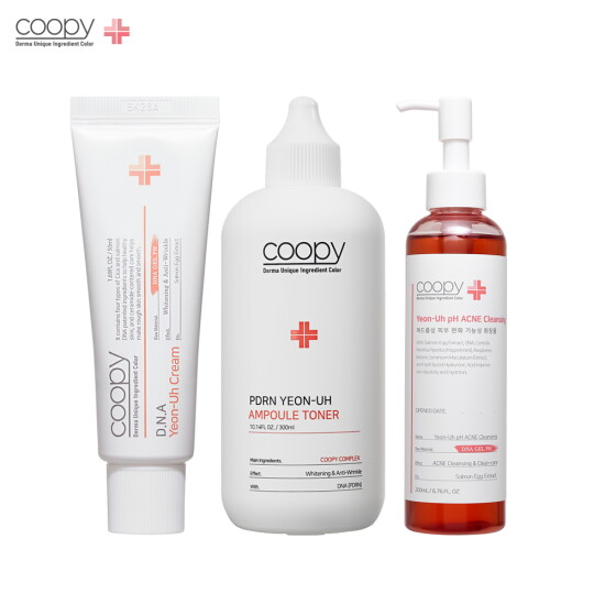 [쿠피]쿠피 DNA 연어크림 50ml 1개+PDRN 연어 앰플토너 300ml 1개+약산성 아크네클렌징 200ml 1개