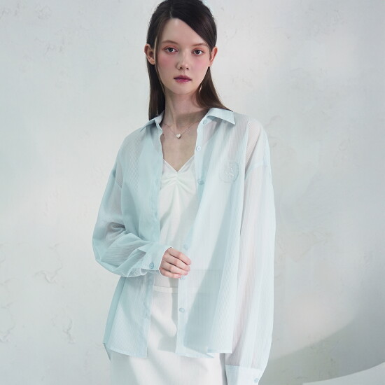 [비바셔스]Sillage See-Through Stripe Shirt BLUE