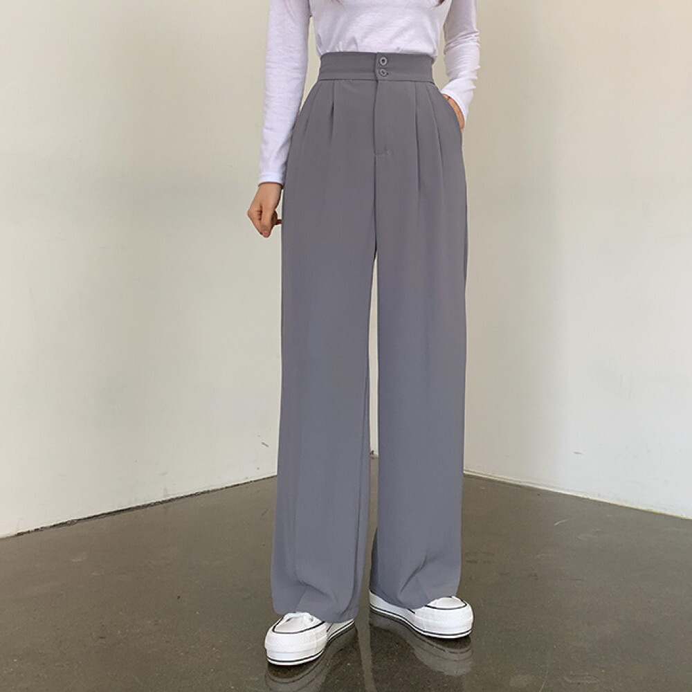 더핑크 더핑크 /  더핑크  딜트 뒷밴딩 하이웨스트 핀턱 와이드 슬랙스