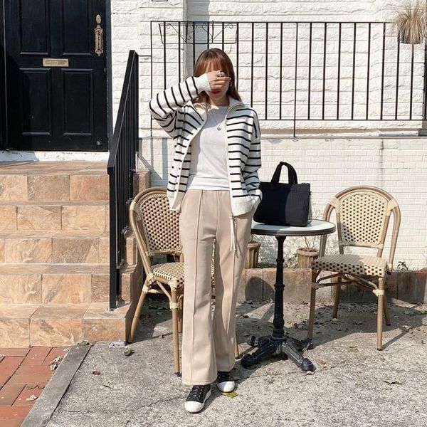 셀러허브(하프클럽) [하프클럽/셀러허브_여성트랜드패션]여자 세미 허리밴드 젠더리스 클래식 나팔 팬츠