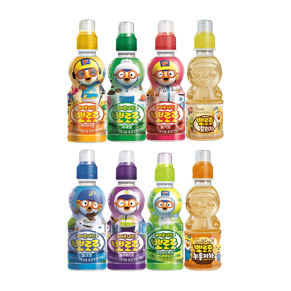 팔도 뽀로로음료수 9종 30개 골라담기 딸기 밀크 복숭아 보리차 누룽지 등