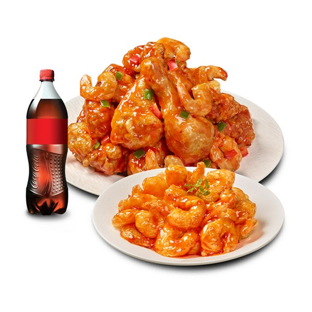 호식이두마리치킨 (호식이두마리) 깐쇼킹치킨+쉬림프 미니튀김(칠리)+콜라500ml