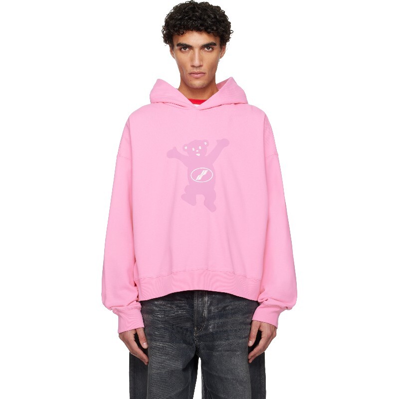 WE11 DONE 웰던 웰던 핑크 피그먼트 뉴 테디 로고 후디 WD-TH3-22-727-U-PK PINK