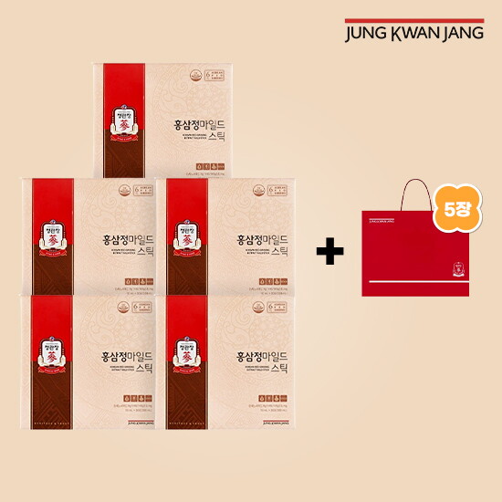 [정관장][정관장] 홍삼정 마일드스틱 (10ml x 30포) 5박스 + 쇼핑백 5개
