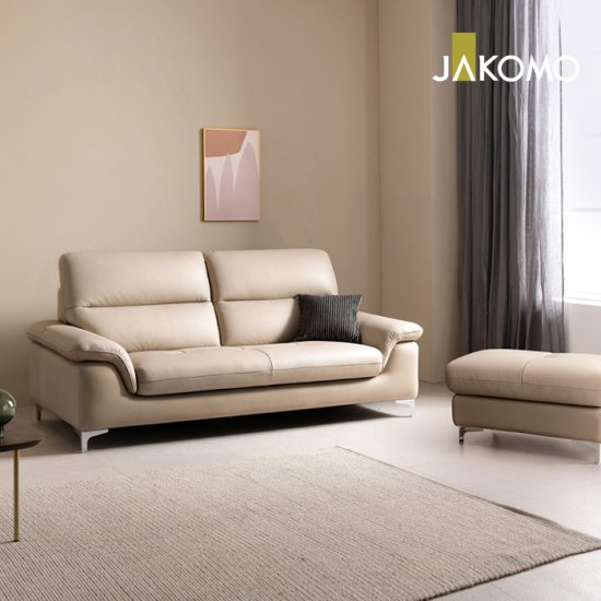 [자코모]쿠시 플러스 3인 천연면피 소가죽 소파+스툴