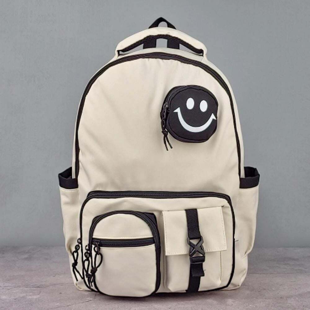 지오벤처스 스마일 기저귀 가방 백팩 여성 학생 여행용 백팩 캔버스기저귀가방