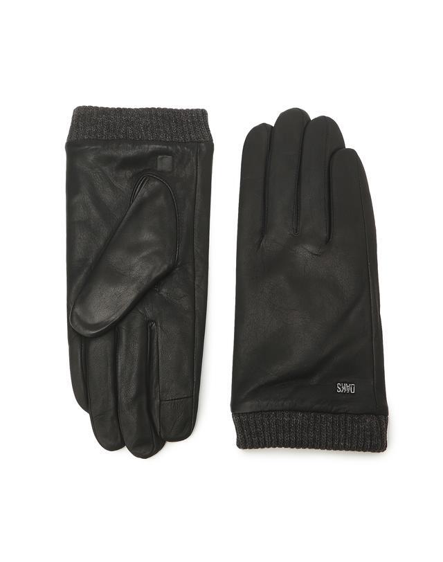 닥스_핸드백 블랙 DAKS로고 니트시보리 가죽 스마트폰 터치 남성장갑 DCGV1F149BK