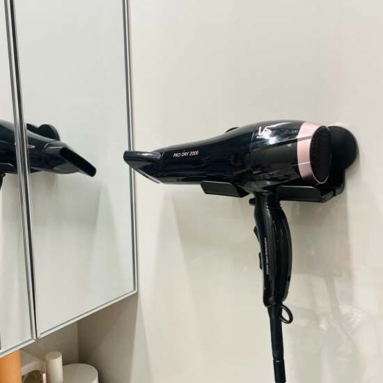 무타공 욕실 헤어 드라이기 거치대 블랙