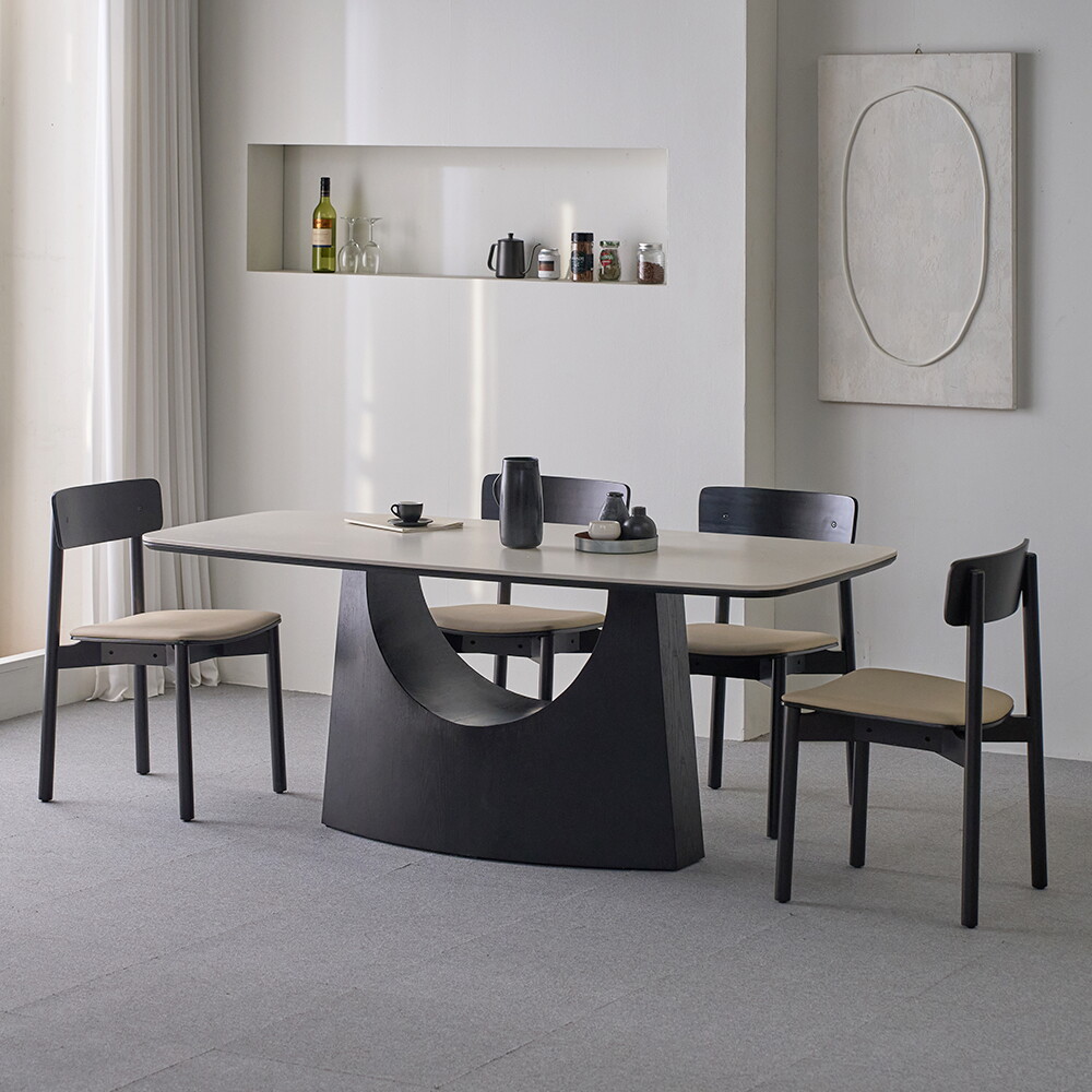 상세참조 헤르짐머 리브 6인 다이닝 테이블 세라믹 식탁세트 1800 (오브체어)