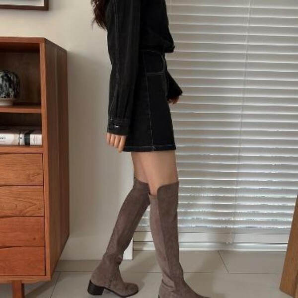 주식회사 미라클세븐 신상오픈런 [하프클럽/신상오픈런]린티틀 라운드 통굽 여성 캐주얼 스웨이드 롱부츠