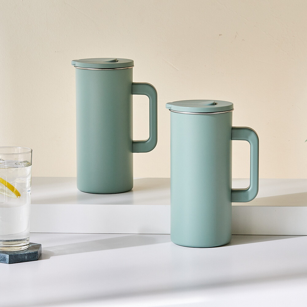 모던하우스(아울렛) 세척이 쉬운 스텐304 냉장고물병 1.5L 2P세트 그린_KC0223002