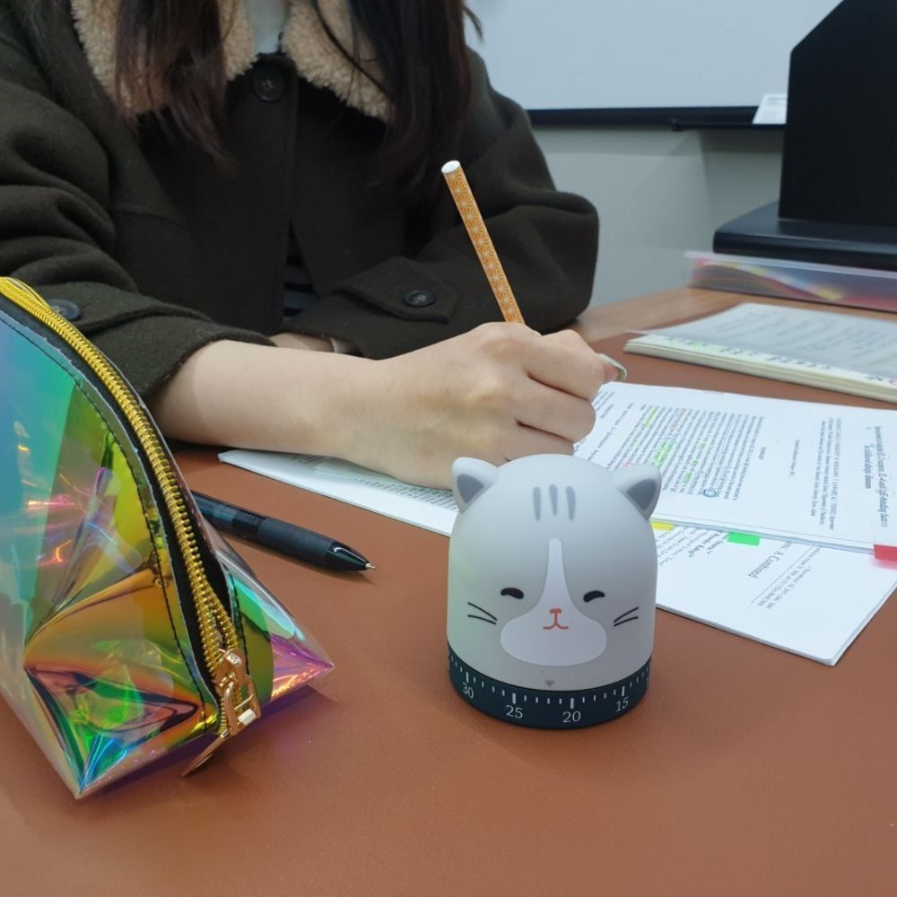 지오벤처스 아날로그 고양이 태엽 타이머 주방 요리 주방장식 시계