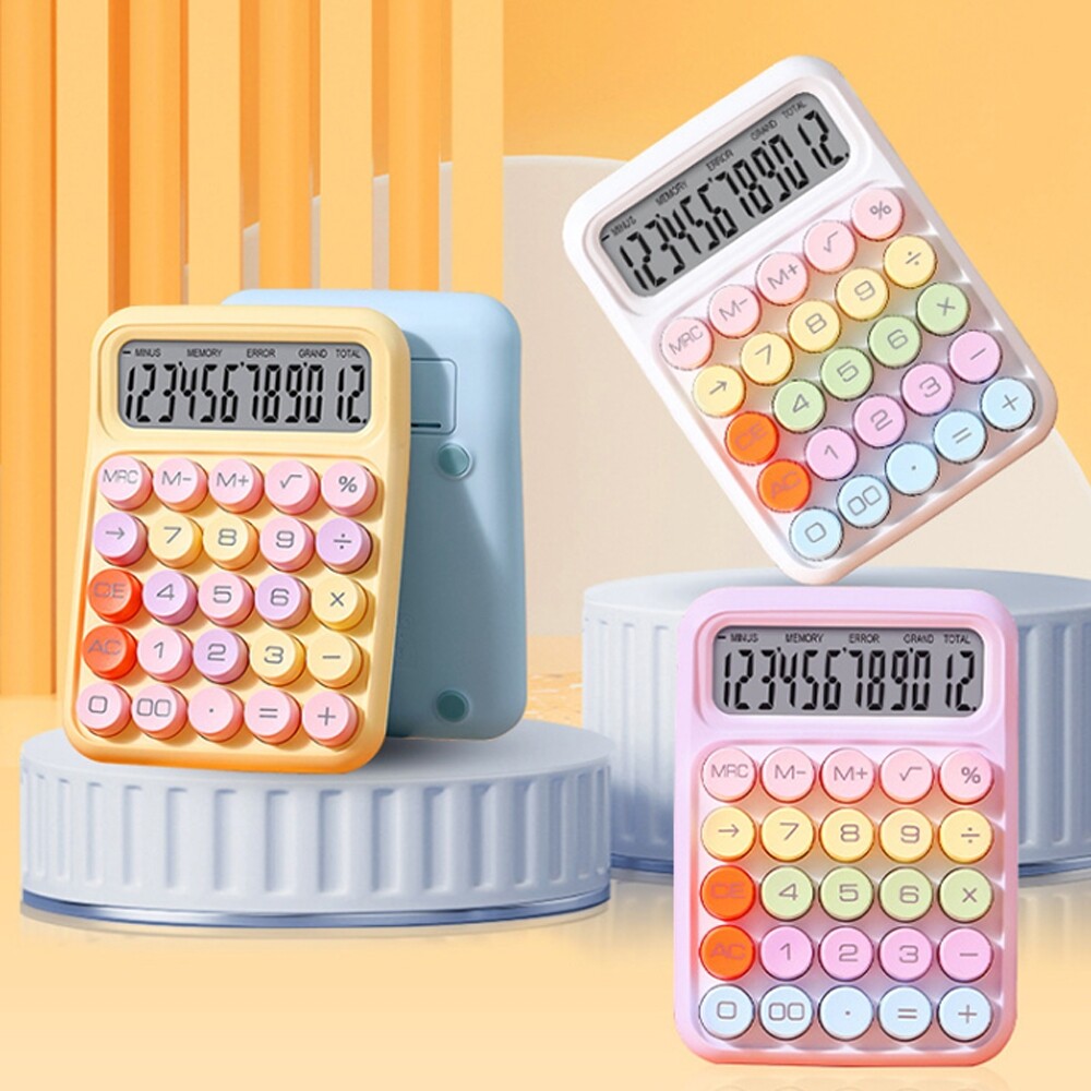 갓샵 레트로 귀여운 미니 예쁜 마카롱 계산기 4color 파스텔 컬러 기계식 사무용 전자 소형 휴대용 키보드계산기