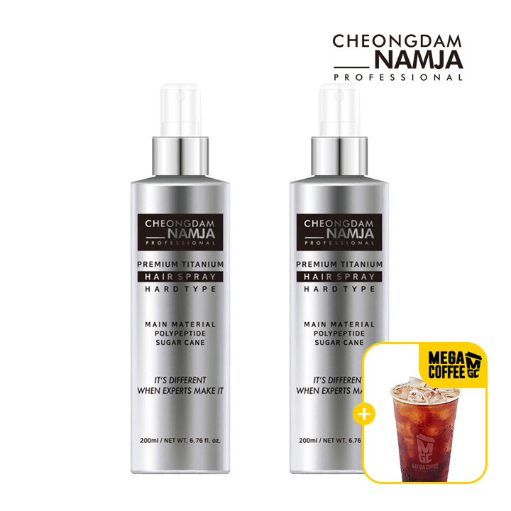 청담남자 [구매시 메가커피 기프티콘+20%OFF][청담남자] 프리미엄 헤어스프레이&연예인 잔머리 앞머리 고정 미용실 헤어픽서(남녀공용)하드타입 (200ml 2개)