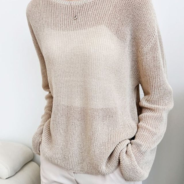 에이치플러스몰 보트넥 홀가먼트 니트 티셔츠DJJ1012