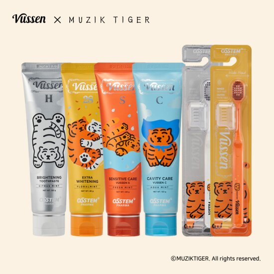 무직타이거 뷰센치약4개+칫솔2개(칫솔색상랜덤)