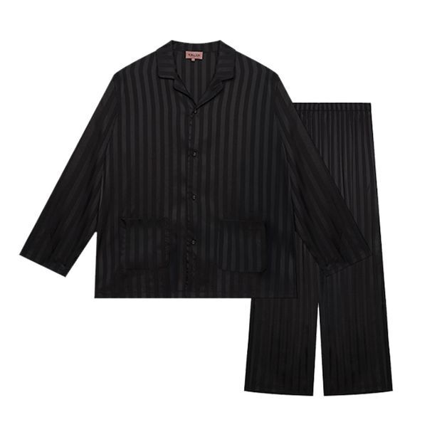 에블린 [하프클럽/에블린]에블린 남성 사틴 스트라이프 파자마 BLACK EBPPF2215C