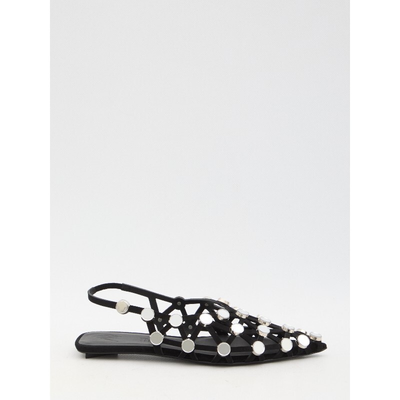 아티코 아티코 블랙 웹 스웨이드 그리드 발레리나 246WSH00801 LBT007SA 100