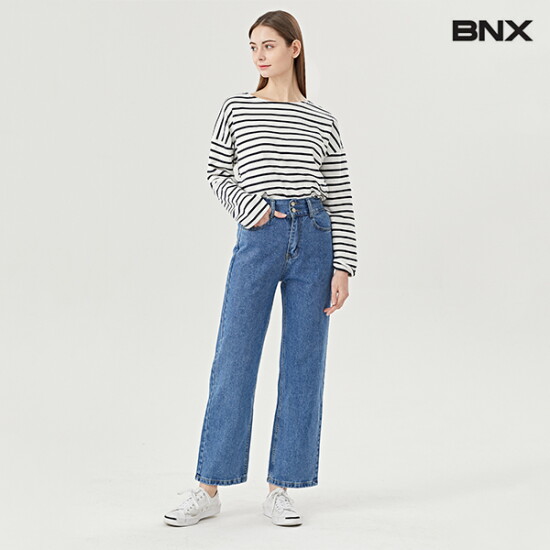 [BNX]데일리 투버튼 스트레이트 데님 팬츠 (BV1PT009L0)