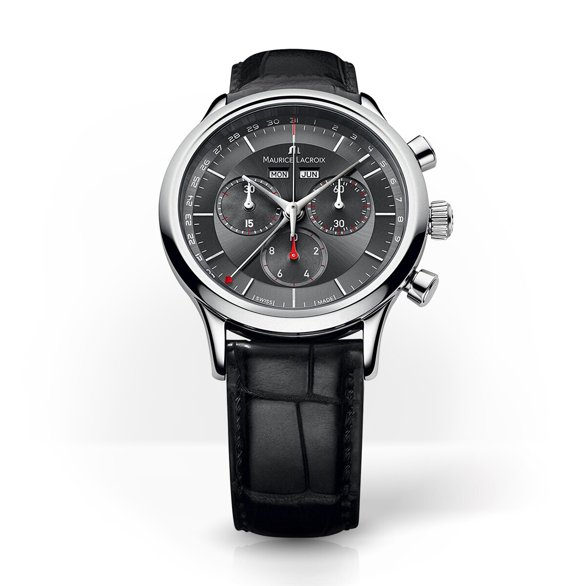 MAURICE LACROIX 모리스 라크로와 모리스라크로와 레 클라시크 크로노그래프 쿼츠 40mm 가죽밴드 LC1228-SS001-331-1