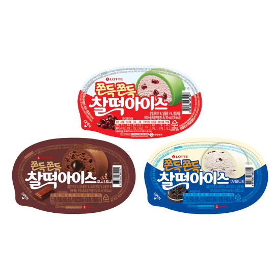[롯데웰푸드]찰떡아이스 아이스크림 3종 24개 골라담기 통팥 쿠키앤크림