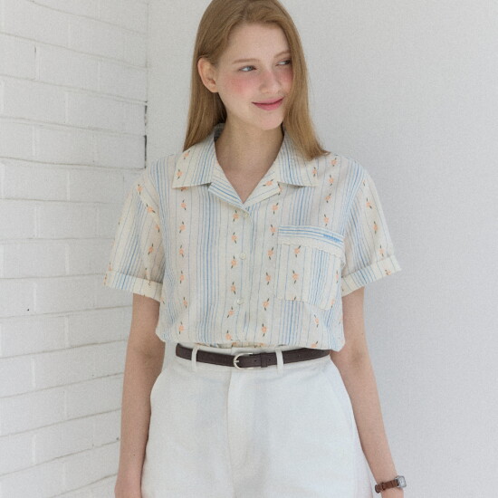 [아워호프]Ansley Flower Shirt - White (H25SM3-SH02-WHI)