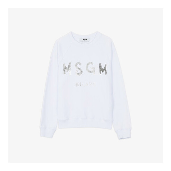 [MSGM] 여성 배색 로고 맨투맨 화이트
