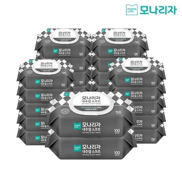 (주)티알엔 기타 [하프클럽/기타]모나리자 내추럴 소프트 물티슈 캡형 100매 12개 12개