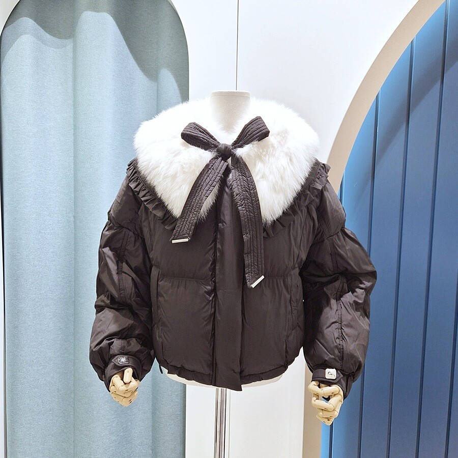 상세페이지 참조 리펜스튜디오 [AK원주점] [리펜스튜디오] 폭스퍼 프릴카라 프리미엄 덕다운 패딩점퍼 SF12DJ524