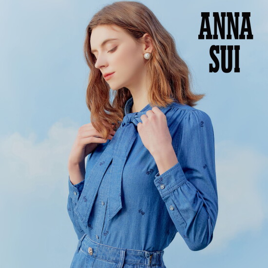 [안나수이]안나수이(ANNA SUI) 로맨틱 타이 자수 블라우스
