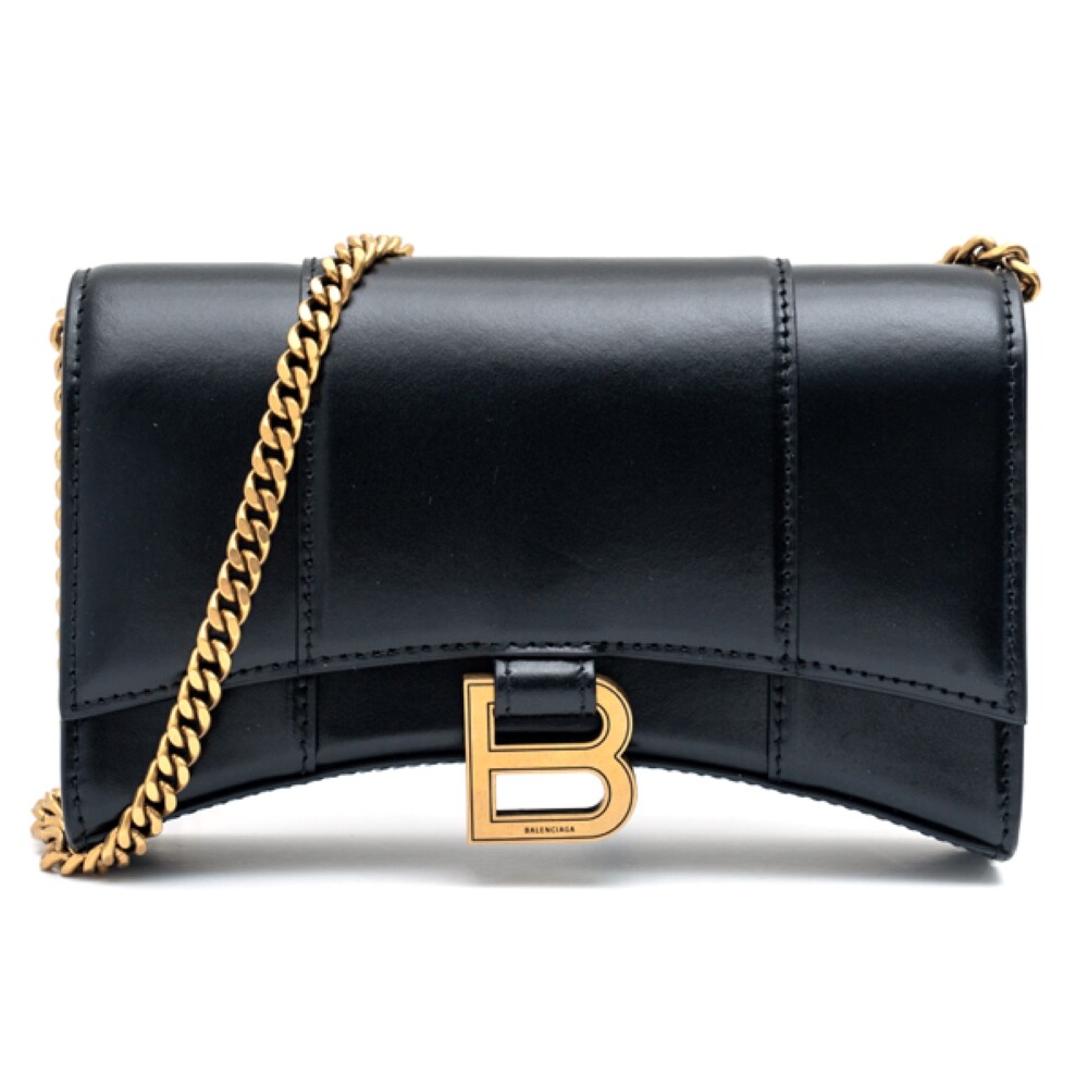 BALENCIAGA 발렌시아가 라프리마 발렌시아가 여성 아워글래스 박스 월렛 온 체인 숄더백 656050-1QJ4M-1000
