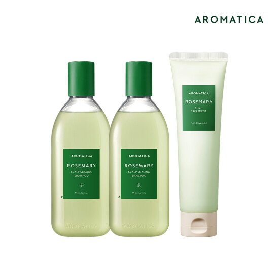 [아로마티카]로즈마리 헤어케어 패키지(로즈마리 스칼프 스케일링 샴푸 400ml * 2개 + 로즈마리3-IN-1트리트먼트 160ml * 1개)
