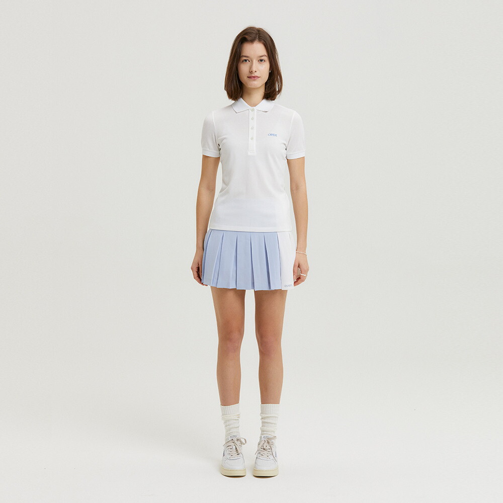 에이븐 [에이븐]스트레치 퓨어 플리츠 배색 스커트 스카이블루