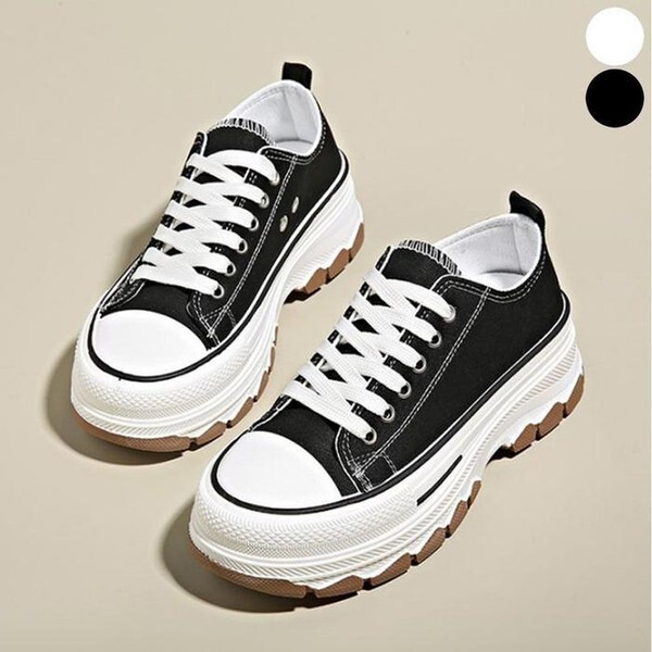 주식회사 셀러허브_레이틀리 셀러허브(하프클럽) [하프클럽/셀러허브_여성트랜드패션]ONM 봄 가을 여성용 통굽 스니커즈 플랫폼 캔버스 운동화