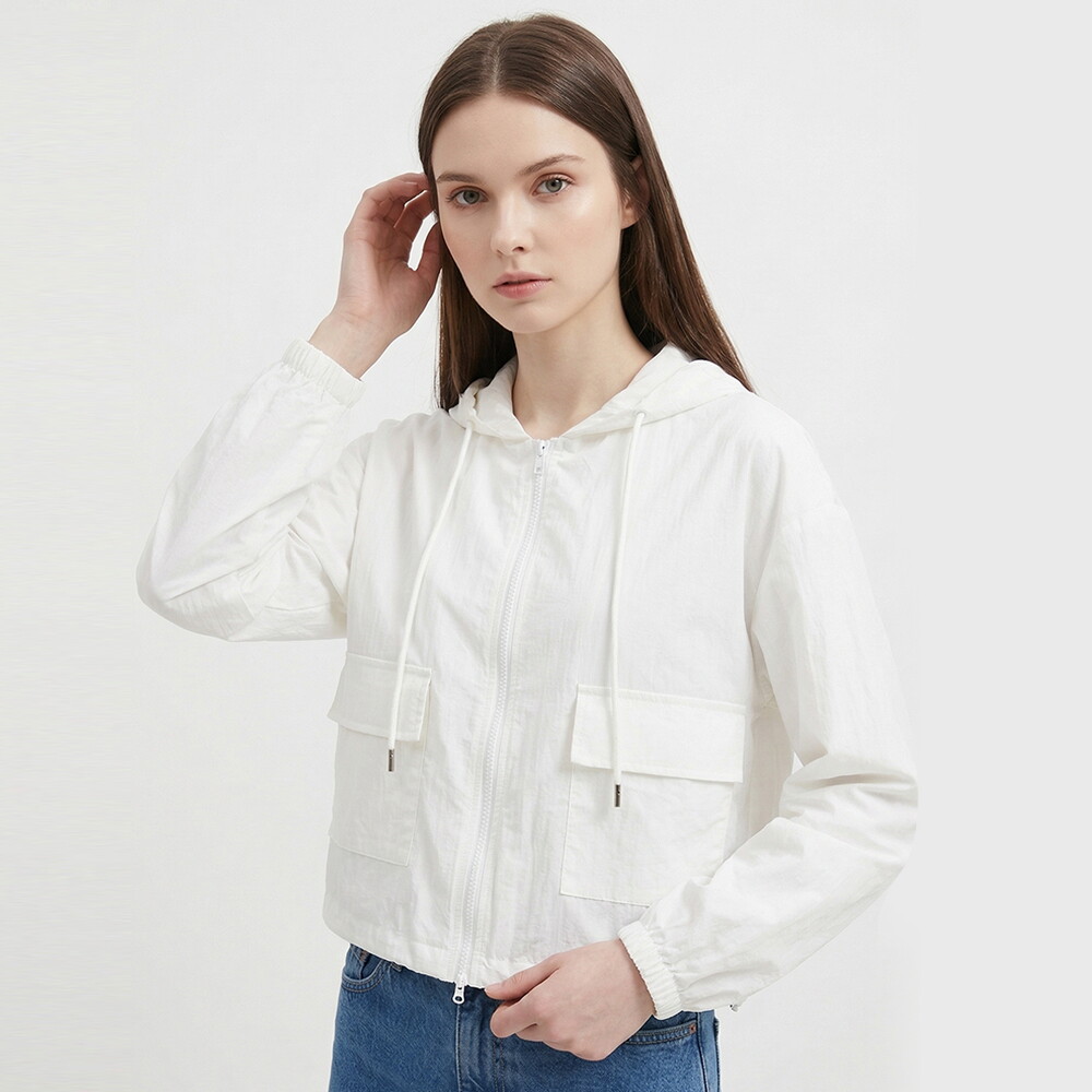 샵앤 [샵앤] 여성 방수원단 윈드 투웨이 집업 바람막이 후드 점퍼 NARU-WJP-21176-아이보리