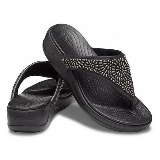 [크록스] 여성 몬터레이 디아만테 웨지 플립 206343-001 블랙 206343-174 오이스터 206343-25M 에스프레소  여성 키높이 쪼리슬리퍼 Crocs Monterey Diamante Wedge Flip W