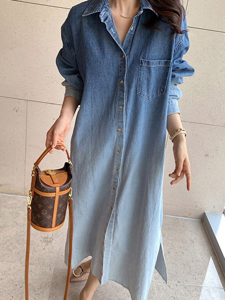 앳마크(ATMARK) [앳마크]ATMARK (77까지)그라데이션데님셔츠원피스_AA61OP020G