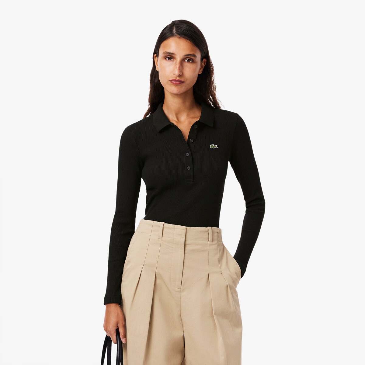 라코스테우먼(AVE) 립조직 긴팔 폴로 셔츠 DF5281-55N-031