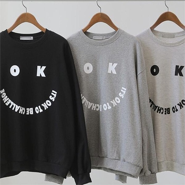 시드마켓 [하프클럽/시드마켓]스마일 오케이 맨투맨 301G408S 빅사이즈 여성