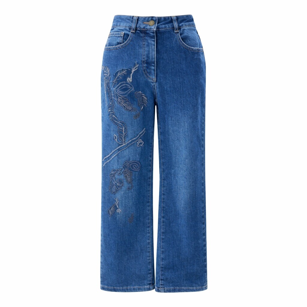 비꼴리끄(여성) 데님 스트레이트 자수 팬츠 B224DS1010