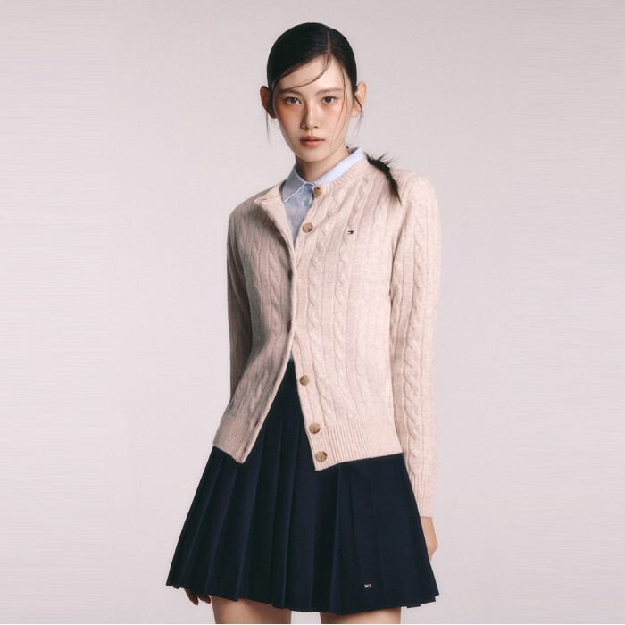 TOMMY HILFIGER 타미힐피거- [공식] [타미힐피거] 소프트 울 케이블 가디건 (T22E7KCD071WT20F8)