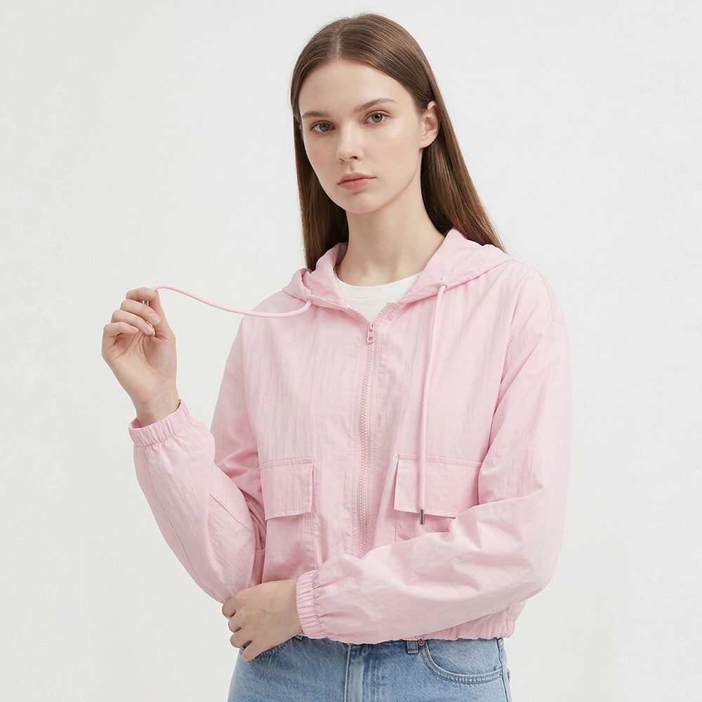 샵앤 [샵앤] 여성 방수원단 윈드 투웨이 집업 바람막이 후드 점퍼 NARU-WJP-21176-핑크