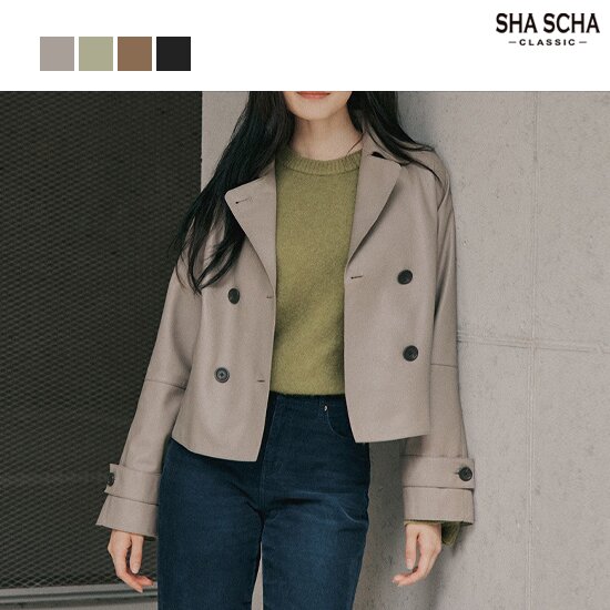 [홈쇼핑인기]샤샤 브리티쉬 램스킨 하프 트렌치 자켓