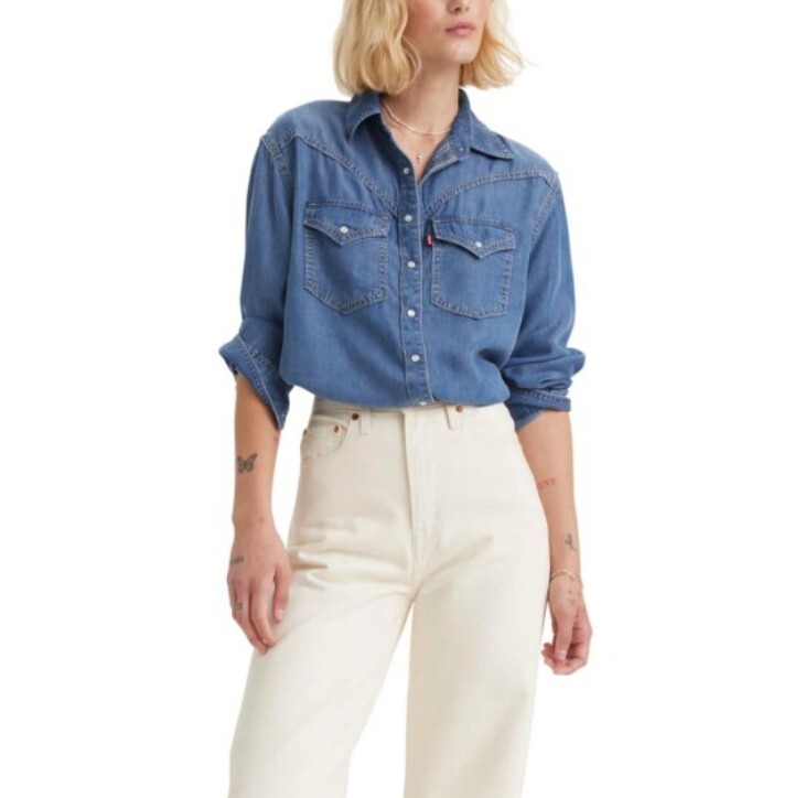 리바이스(아울렛) 리바이스 여성 SAWYER 웨스턴 데님 셔츠 중청 A76200004