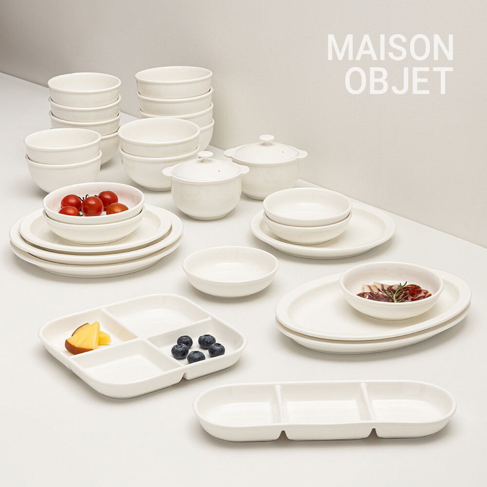 윤도자기 당당 화이트 6인 그릇 홈세트 28P