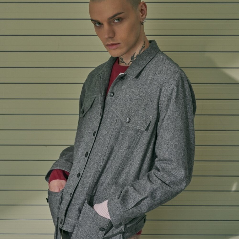 프릭스 바이 김태훈 [프릭스] [M] Genderless Wool HERRINGBONE Oversize fit Blouson_GRAY