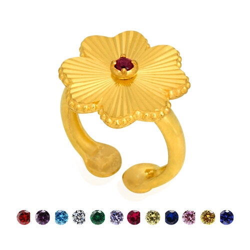 골드모아 순금 돌반지 3.75g 24K [탄생석 클로버큐빅]