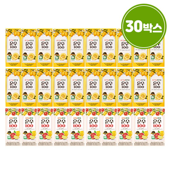 [순수100]순수100 유기농레몬즙 20박스(15g*15포*20박스) + 유기농레자몽 10박스(15g*10포*10박스)